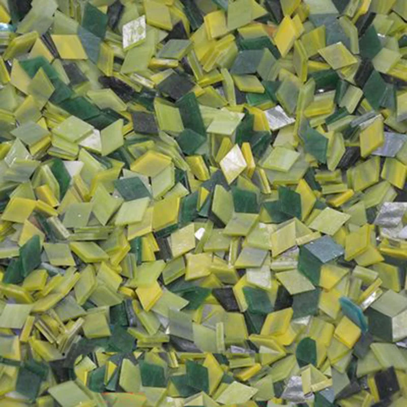 mixed green 1 кг/мешок Разноцветные квадратные прозрачные стеклянные мозаичные плитки для рукоделия, мозаики, детские головоломки, искусство, ремесло, прозрачный камень - Цвет: mixed green