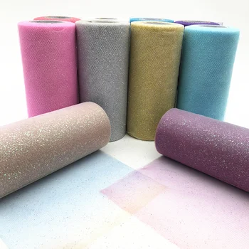 

10 Yards 15cm Rainbow Glitter Tulle Rolls for Table Runner Chair Sash Bow Tutu Skirt Wedding Party Unicorn Birthday Decoration