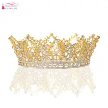 Новое свадебное с кристаллами корона золото/серебро Свадебный ободок аксессуары Pamelas y Tocados Para Bodas Мода DQG989