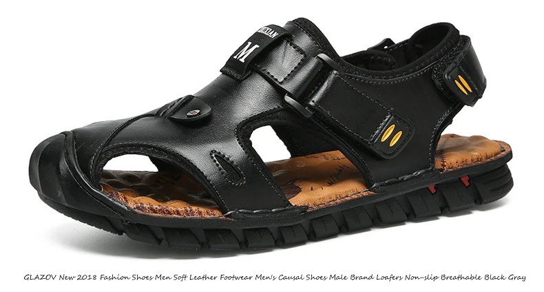 GLAZOV/Брендовые мужские летние модные сандалии; пляжная обувь из натуральной кожи; удобная высококачественная повседневная обувь; Мужская обувь в римском стиле