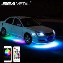 Cimoto 8 Color LED Strip Under Car Tube Underglow Underbody System Neon Lights Kits