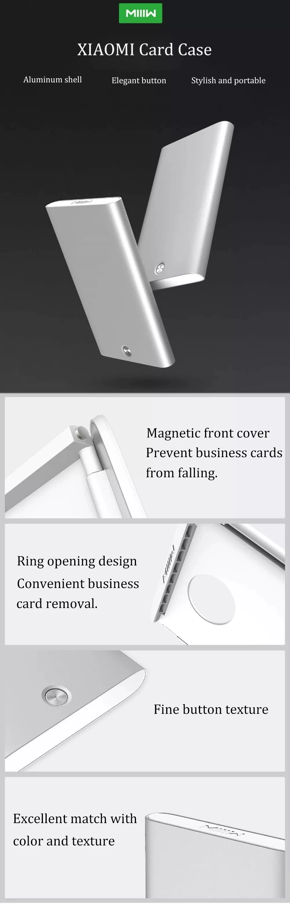 Xiaomi MIIIW Automatic Business Card Holder Slim Metal Name Card Credit Card Case Storage Box (1)