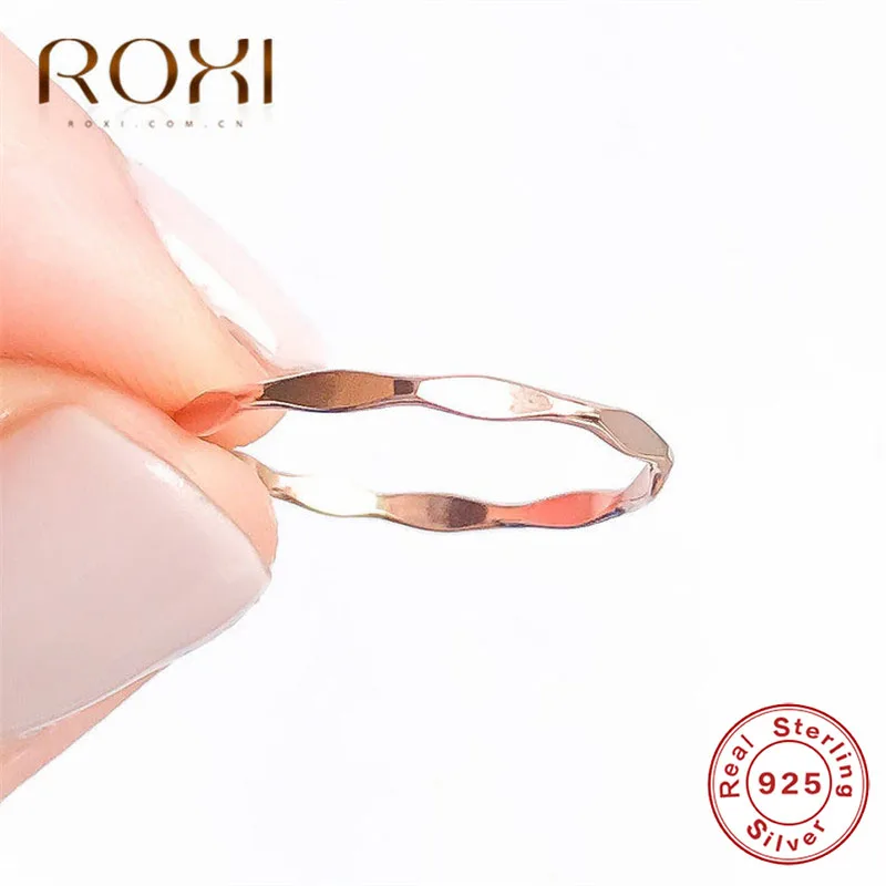 ROXI простой кольцо из стерлингового серебра 925 стекируемые гладкие пара обручальные кольца для женщин Анти-аллергия миди кольцо на палец для вечеринки ювелирные изделия