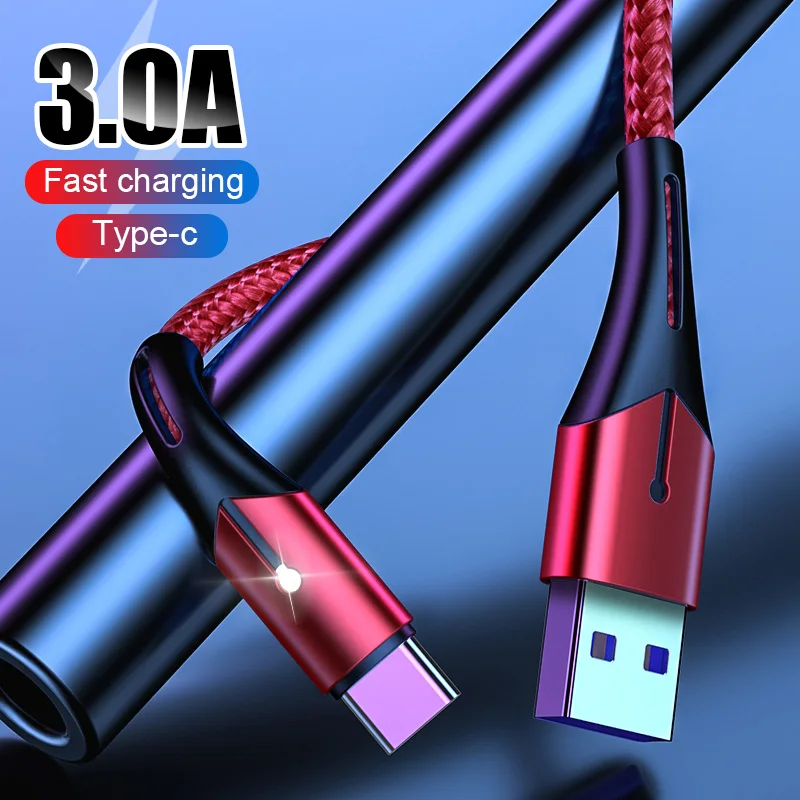 

USB C Cable 3A Fast Charging USB Type C Cables For Samsung S10 S9 Huawei Quick Charging Fast Charger Data Cable USB C Cord