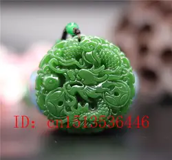 Китайский зеленый нефритовый кулон с драконом ожерелье украшение-Подвеска Модные аксессуары ручной резной человек ahd женщина удача амулет