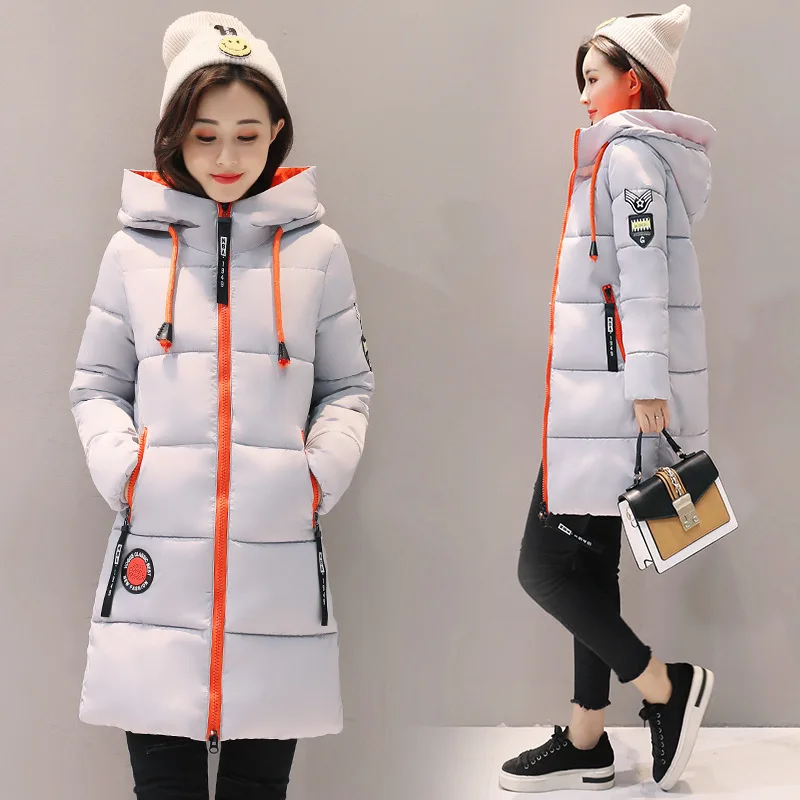 

Women Winter Thick Coats Red/Black/Yellow/Light Green/Army Green/Gray Medium-Long Zipper Jacket Warm Ladies Outwear CottotPadded