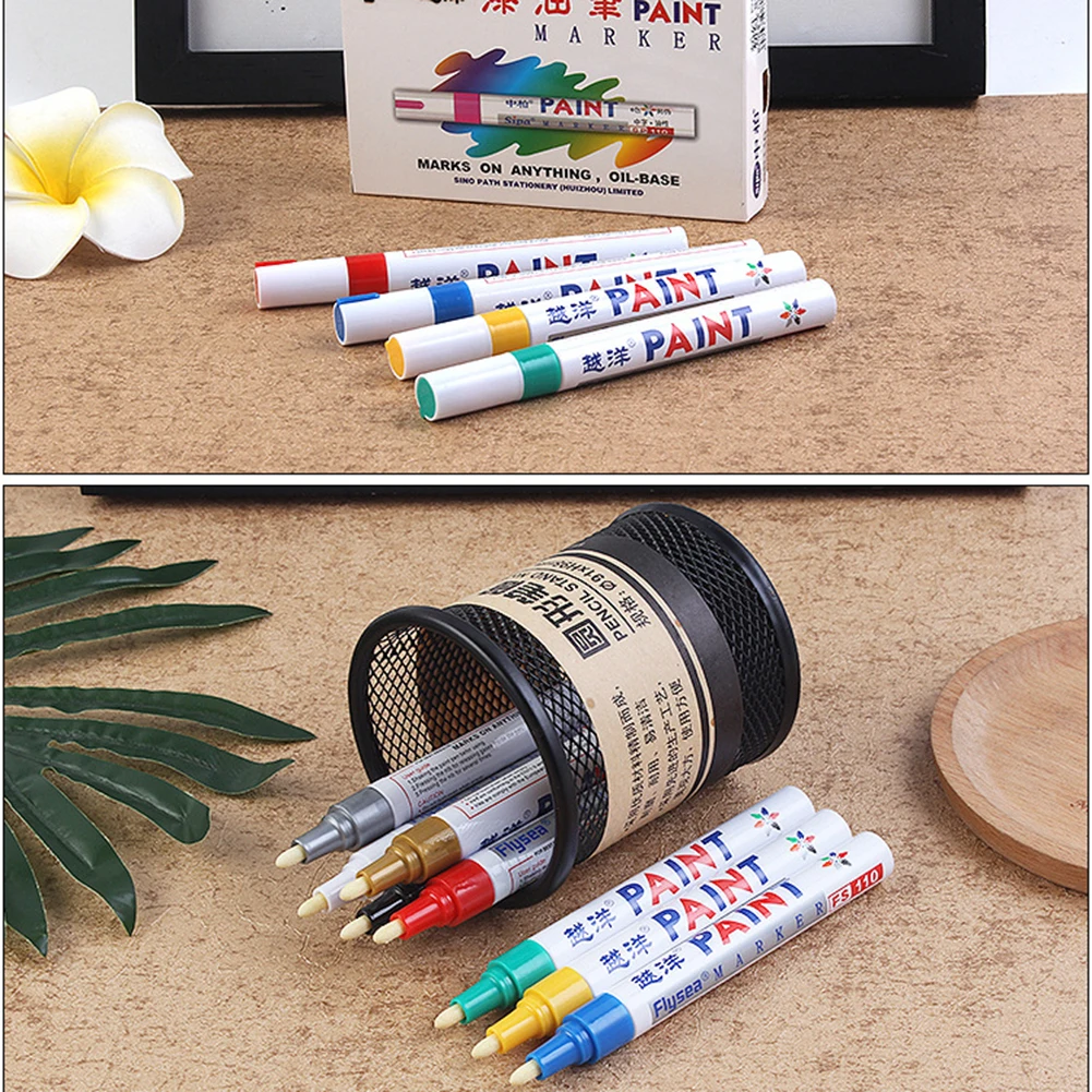 12 цветов Универсальный воск губка Краска Маркер ручки перманентные водонепроницаемые шины автомобили ручка Doodle ручка