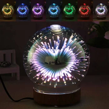 

3D Glass Heart Shape Air Humidifier with LED Night Light Aroma Essential Oil Diffuser Mist Maker Ultrasonic Humidifier New