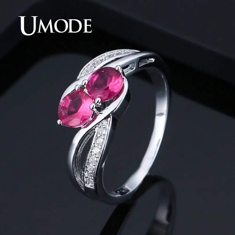 UMODE, два камня, круглый CZ, обручальные кольца для женщин, крест, циркония, кольца для девушек, модные, роскошные ювелирные изделия для помолвки, Femme Bague UR0588