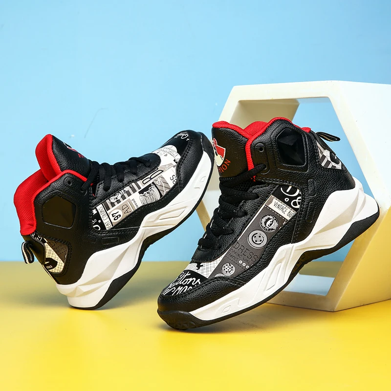 Детские кроссовки, Баскетбольная обувь, сетчатая обувь, ретро 11, кроссовки, обувь для мальчиков, 1 Обувь для детей, девочек - Цвет: Черный