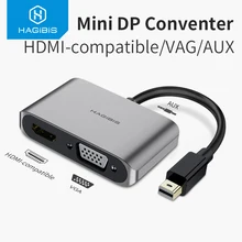 Hagibis de Mini DisplayPort a HDMI compatible con VGA adaptador Thunderbolt 2 convertidor 4K DP Cable para Apple MacBook Air Pro superficie
