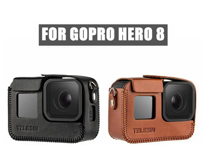 Для GoPro 8 кожаная сумка защитный чехол+ черный Регулируемый ремень шейный ремень Hero8 наборы для GoPro Hero 8 черная камера