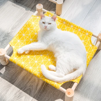 

Detachable Cat Bed House Elevated Cat Hammocks Bed Wood Canvas Washable Cat Lounge Bed for Small Dogs Cats House Pet Accessories