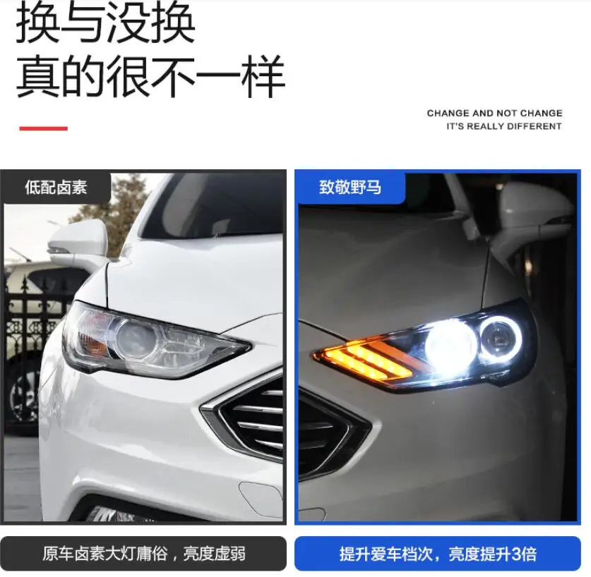 2 шт. 2019y автомобильный bupmer головной светильник forMondeo головной светильник Fusion автомобильные аксессуары светодиодный DRL HID xenon противотуманные фары