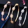 CWWZircons Luxury Stackable Statement Gold Bangle for Women Wedding Cubic Zircon Crystal CZ Dubai Silver Plated Bracelets BG041 3