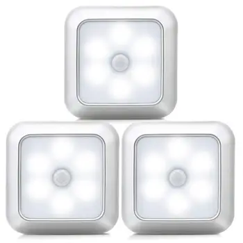 

6 LED Wireless Night Light PIR Infrared Motion Sensor Lamp Cupboard Cabinet Stair Lamp Intelligent Wall Lamp Wardrobe Light