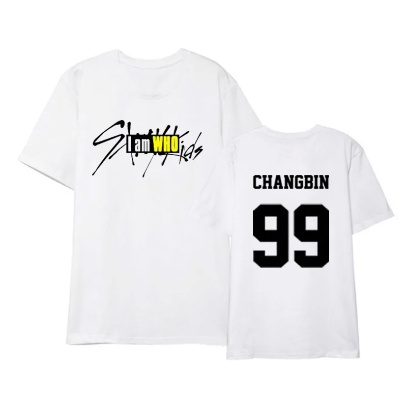 Kpop Straykids/одежда корейская Студенческая пара, летняя черно-белая детская футболка с короткими рукавами женская футболка k-pop Футболка k-pop - Цвет: Changbin