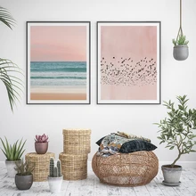 Ocean seacape Canvas Poster Nordic Picture Pink Beach Birds Wall Art Print Painting Decoration Picture Scandinavian Home Decor Home Decor Ocean seacape Canvas Poster Nordic Picture Pink Beach Birds Wall Art Print Painting Decoration Picture Scandinavian Home Decor Home Decor