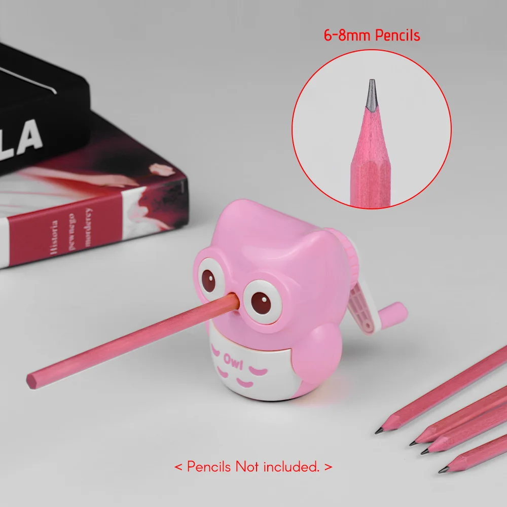 Safe Handheld Manual Pencil Sharpener Single-hole Sharpeners School Supplies for Pupils Kids Cute Owl Shape Yellow
