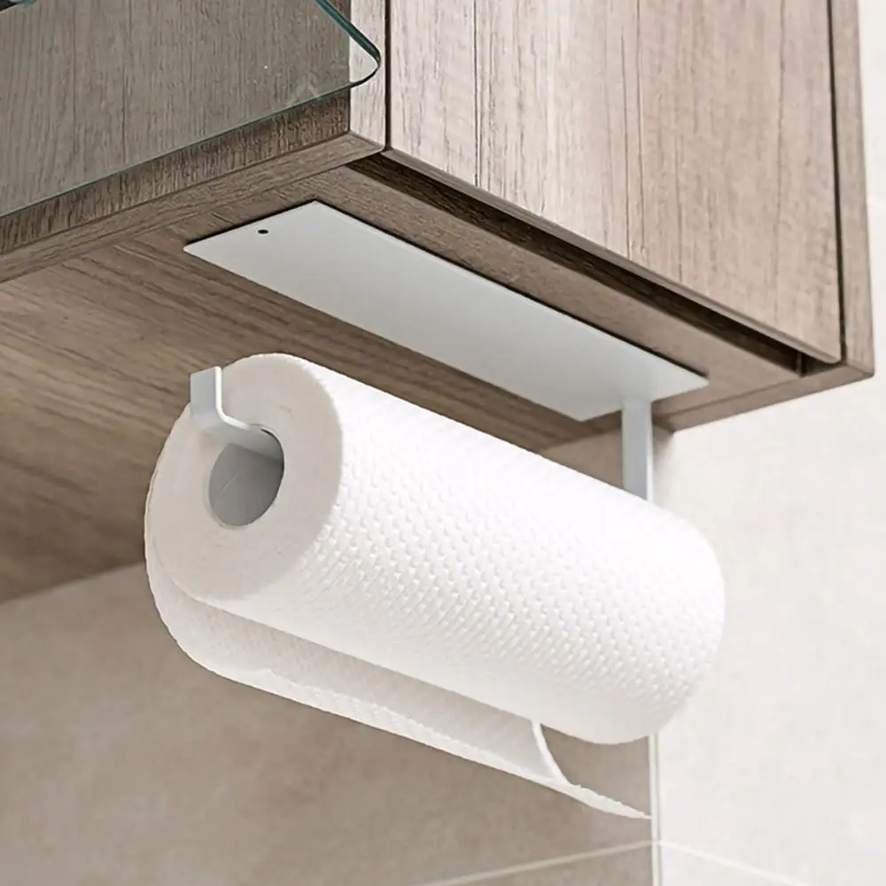 

Kitchen Self-adhesive Accessories Under Cabinet Paper Roll Rack Towel Holder Tissue Hanger Storage Rack For Bathroom Toilet