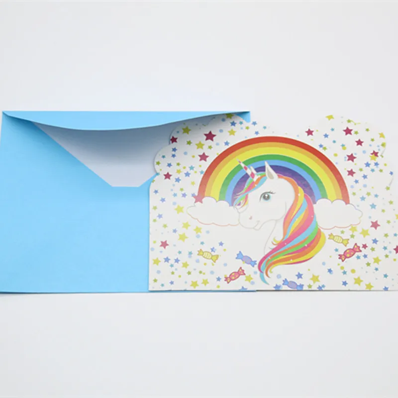 

Rainbow Party Unicorn Theme Wedding Birthday Invitation Card 6 Pieces Baby Shower Invitation Invite Children Party Decoration
