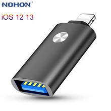 NOHON-Adaptador USB a Lightning para cámara, convertidor de datos, tarjeta SD, disco U corto OTG para iPhone 11 Pro XS MAX XR X 6 6S 7 8 Plus