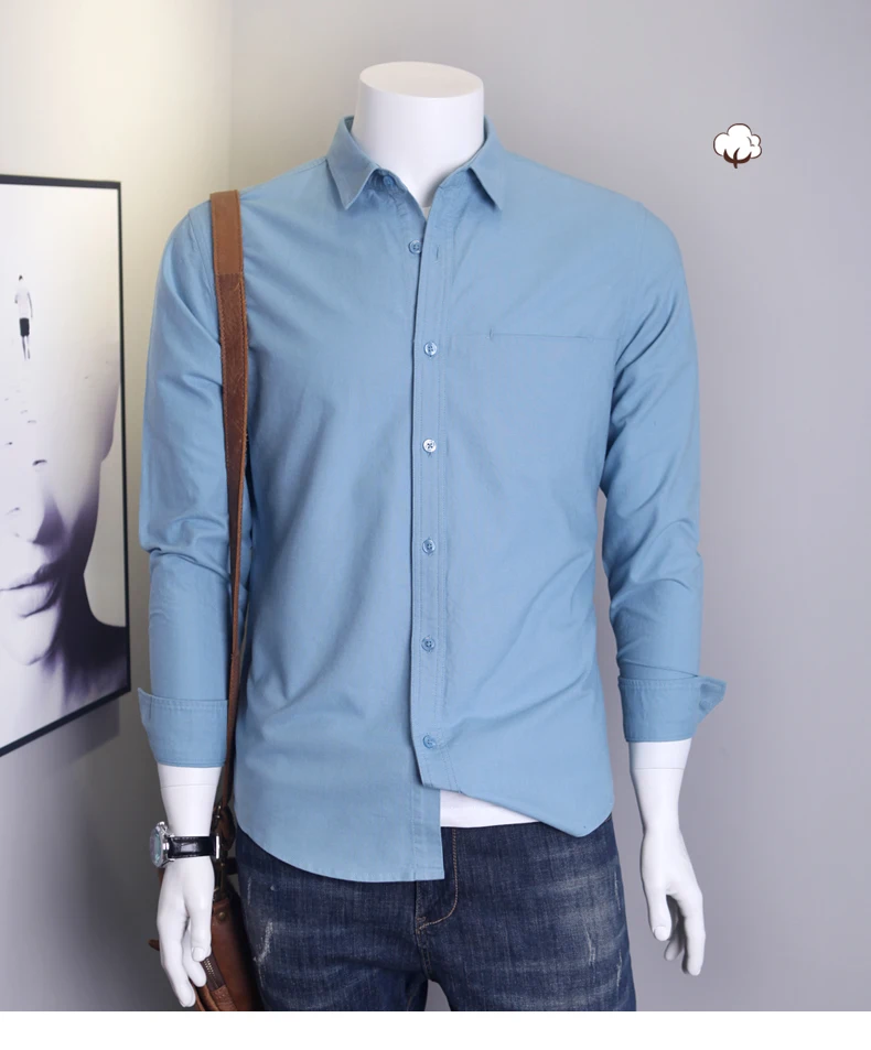 men's linen short sleeve shirts & tops New Arrival Fashion 100% Cotton Men Oxford Long Sleeve Spring Autumn Blue Large Coat Casual Shirts Plus Size S-XL2XL3XL4XL5XL6XL long short sleeve shirt