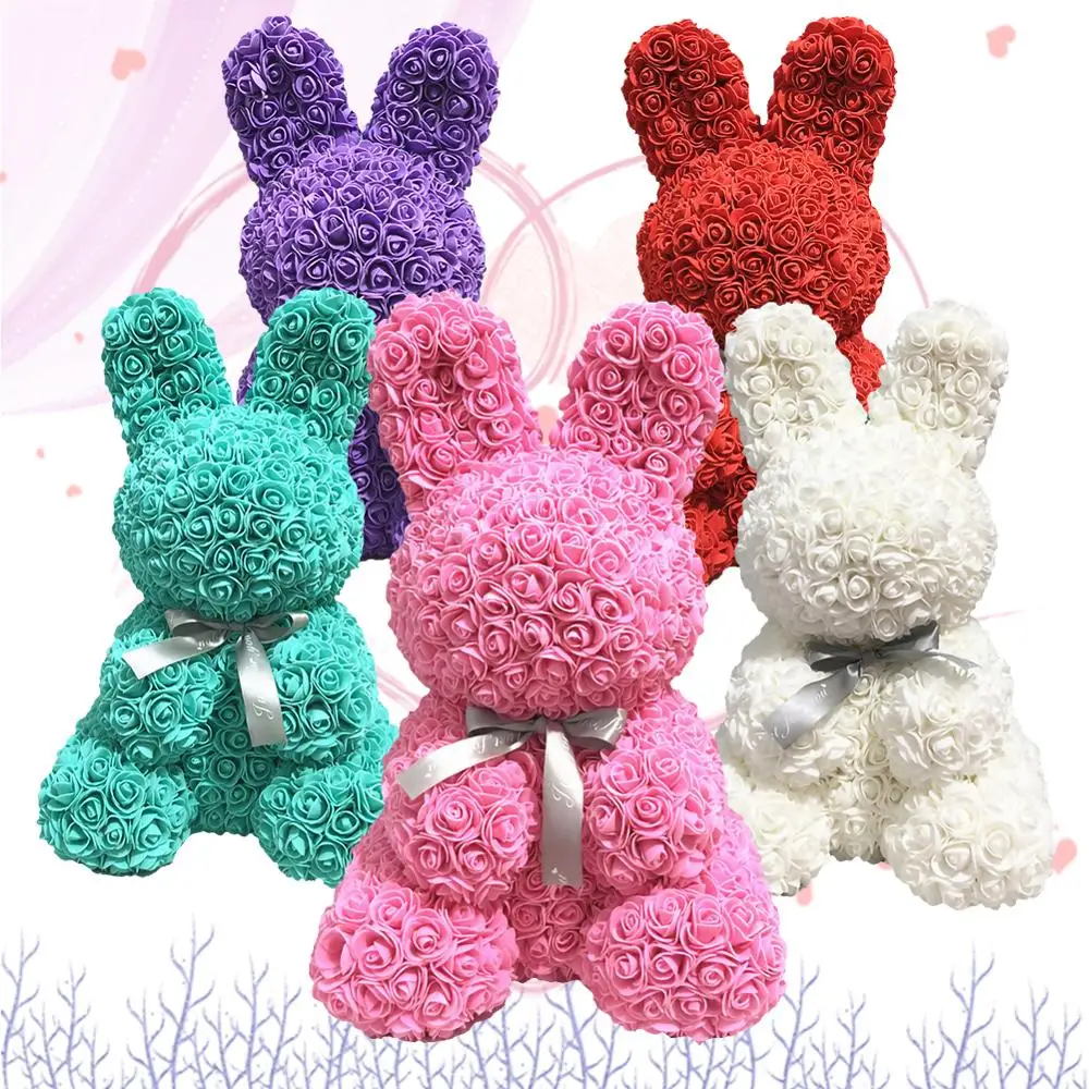 

HOT Valentines Day Gift Red Rose Artificial Flowers Rose Foam Rabbit Valentine Gift Wedding Decoration