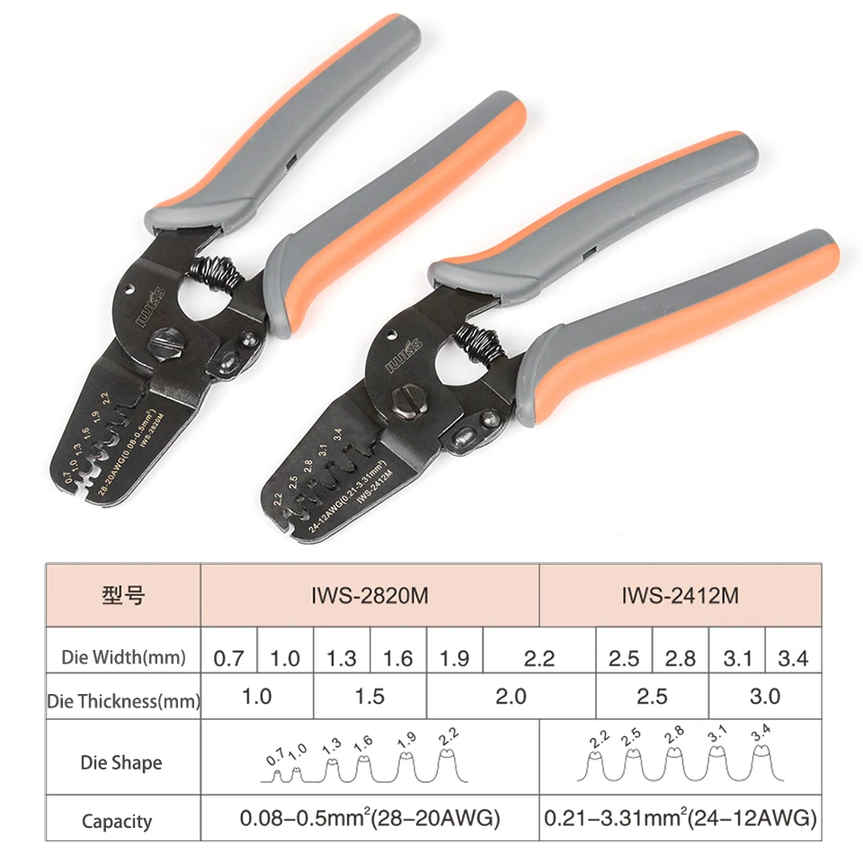 IWS-2412M/IWS-2820M обжимные инструменты для JAM Molex Tyco JST терминал и разъем многофункциональный провод для зачистки кабеля резак плоскогубцы