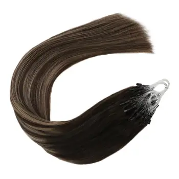 

Ugeat Micro Loop Human Hair Extensions Straight Machine Remy Hair 14-24inch Micro Ring Hair Extensions Soft Natural Hair 50g/50s