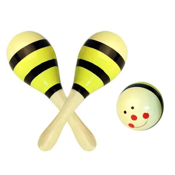 

1Pc 12x4cm Infant & Toddlers Wood Sand Hammer Wooden Maraca Rattles Sand Hammer Kids Musical Party Favor Child Baby Shaker Toy
