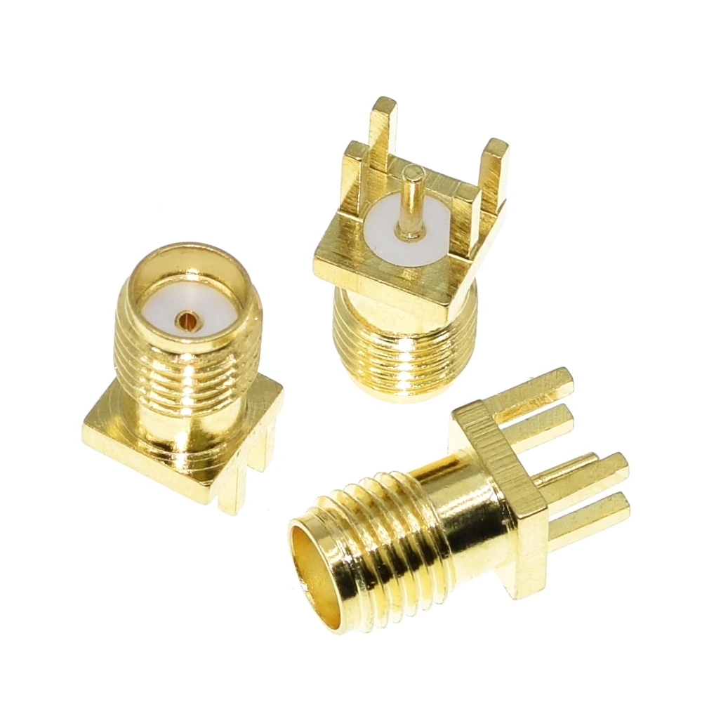10Pcs 1.6mm SMA Female / Male Jack Solder Nut Edge PCB Clip Straight Mount Gold Plated RF Connector Receptacle Solder