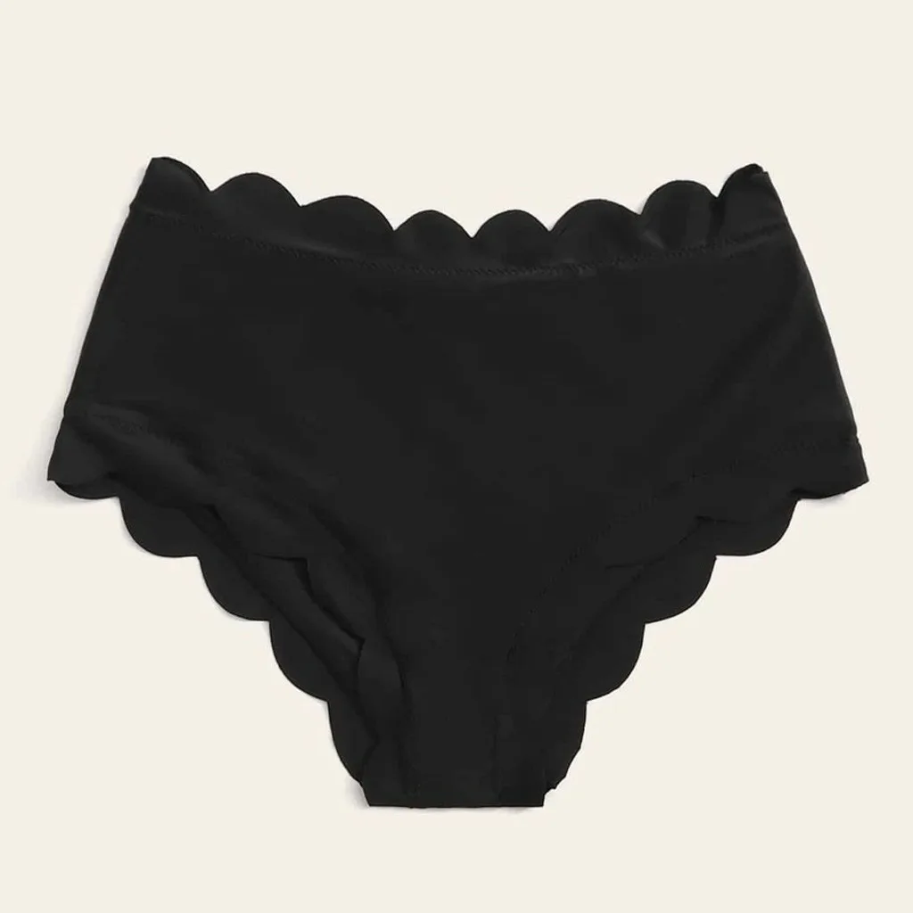 Women High Waist Ruched Bikini Bottoms Tummy Swimsuit Bottoms Briefs Pants Black Wave edge Out Bathing Suit Bottoms купальник