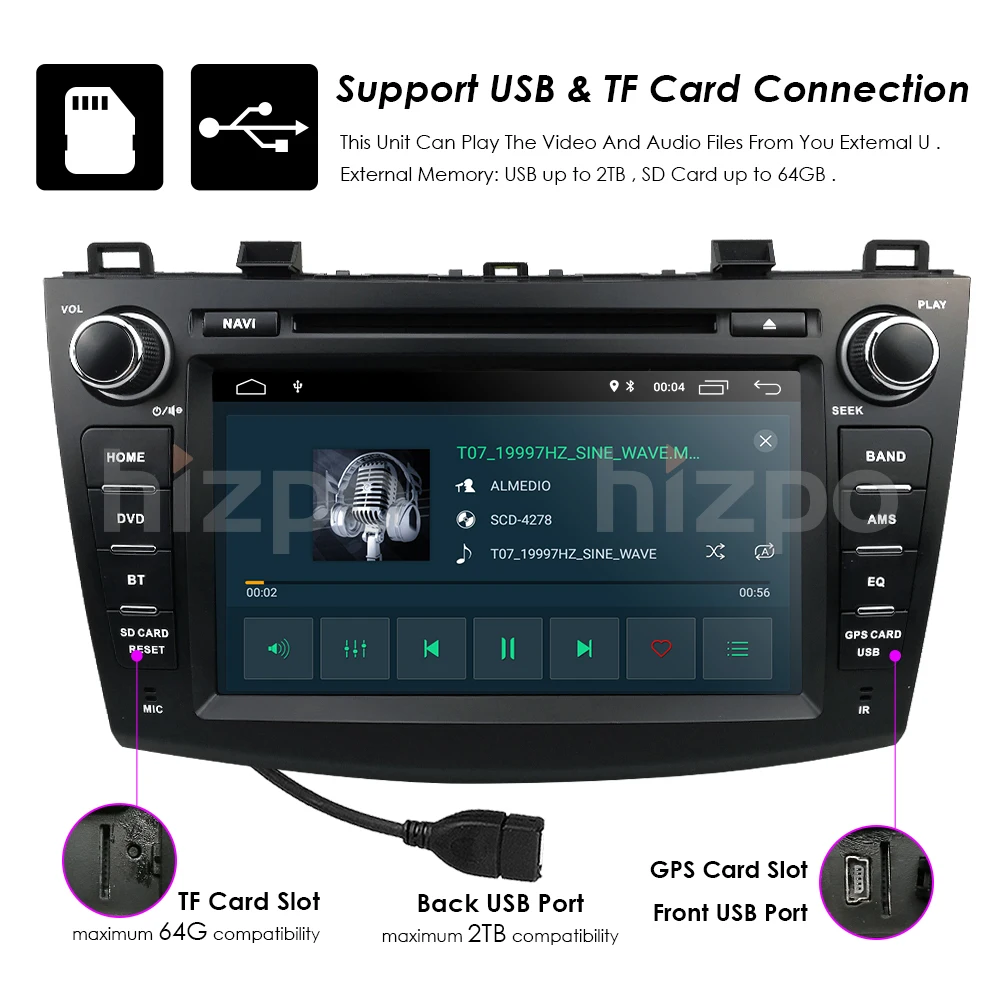 Ips " 2 din автомобильный dvd Радио Стерео Android 9,0 gps для mazda 3 Мазда 3 2010-2013 Wifi Bluetooth мультимедийная лента рекордер navi DAB