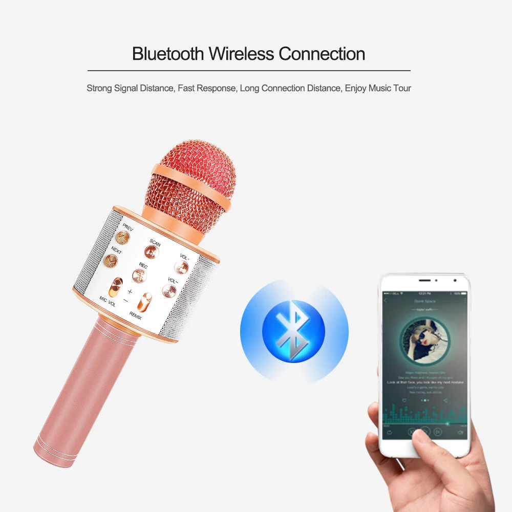 Ws858 обновление света профессиональный беспроводной караоке Bluetooth микрофон с сумкой телефон конденсатор микрофонный запись музыкальный плеер