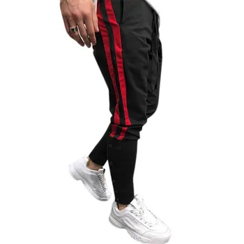 

New Men's Trousers Fashion Hip Hop Style Casual Hit Color Sports Pants Stitching Color Pocket Drawstring Pencil Pants