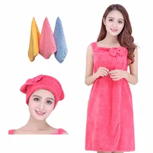 [Yueyang] Коралловое бархатное банное платье с гибким банным полотенцем, плотное полотенце для душа