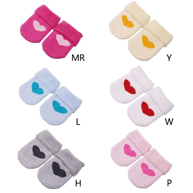Baby Boys Girls Thickening Cotton Heart Print Cartoon Anti-slip Floor Socks Hot Newborn Winter Autumn Warm Soft Clothes Socks