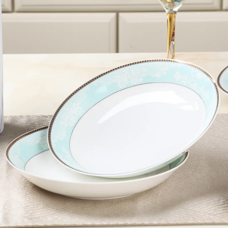 60 Heads ceramic tableware ceramic dish Dish Rice Bowl Salad Noodles Bowl Plate Dinnerware Sets Kitchen AshtrayTableware