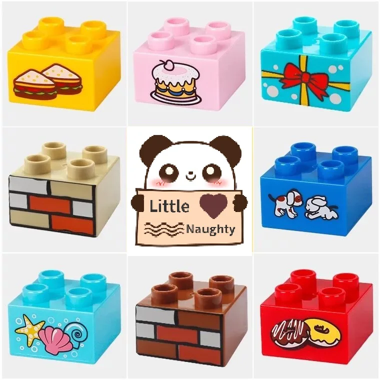 

Lovely Cartoon Pattern Basic Bricks 2X2 Big Building Blocks Accessory DIY Creative Child Toys Gift Compatible With Duplo legoingly Scenes Set for Chrismas gift