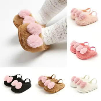 

Newborn Toddler Baby Boys Girl Crib Shoes Infant Cute Faux Bow Soft Crib Warm Shoes 6 Colors