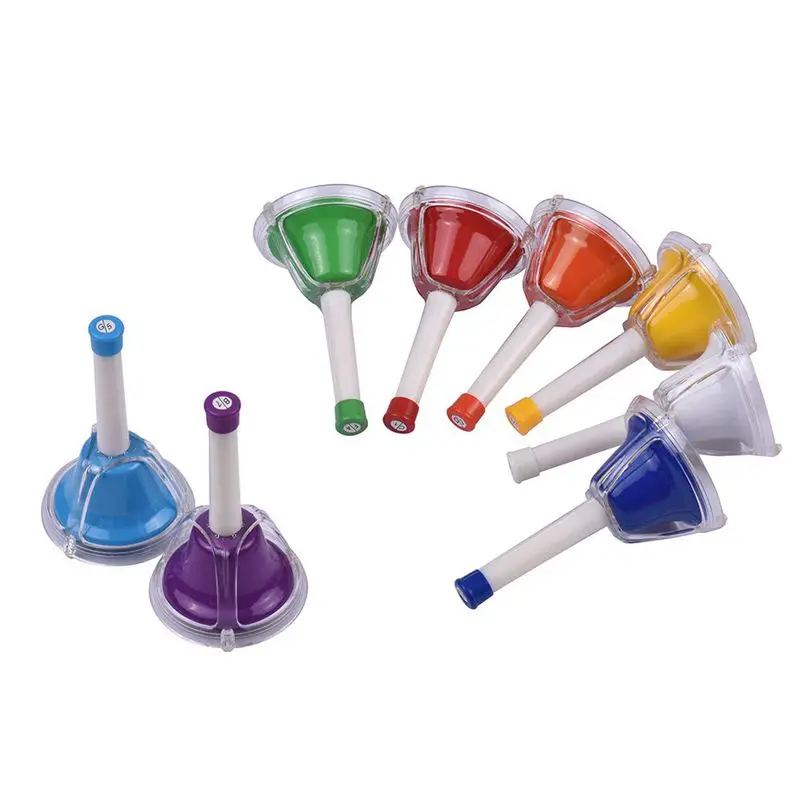 ViTOOS Colorful Diatonic Bell Metal 8 Note Handbell Hand Percussion Bells Kit Musical Toy for Kids Children for Musical Learning