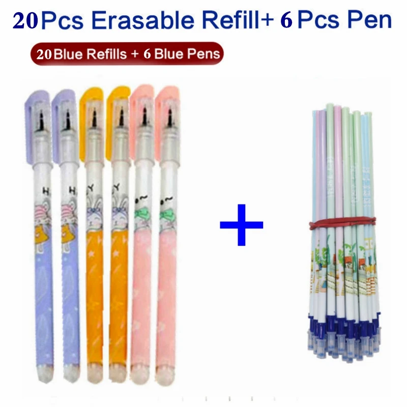 

6+20/12Pcs Erasable Pen Set 0.5mm Blue Ink Magic Refill Multifunction Gel Pens School Student Writing Tools Kawaii Stationery