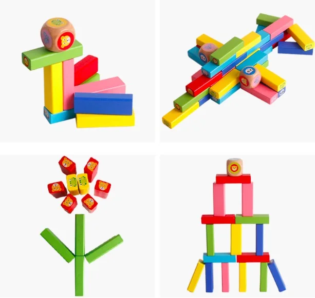 Brinquedos dominó de madeira, brinquedo dominó colorido de arco-íris, kits  de blocos de construção educacionais, jogos interativos de 120/240/360  peças - AliExpress