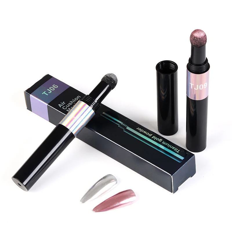 Mirror Nail Air Cushion Magic Powder Convenience Pen Nail Powder Glitter Mirror Effect Manicure Nails Tips Pigment Dust nail powder nail pigment