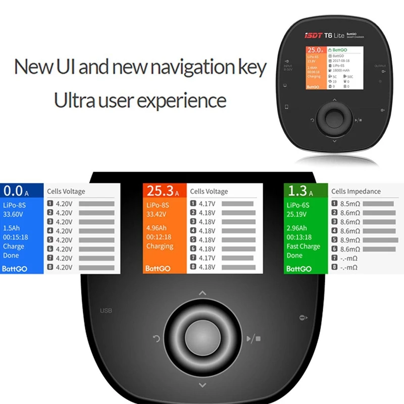 ISDT T6 Lite 600 Вт 25A мини карманный цифровой умный аккумулятор зарядное устройство с ЖК-дисплеем для 2 S-6 S Lipo батареи