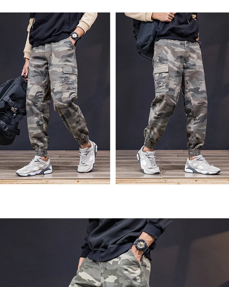 Top Quality Camouflage Cargo Pants Men 100% Cotton Loose Fit Military Pants Khaki Pants Casual Man