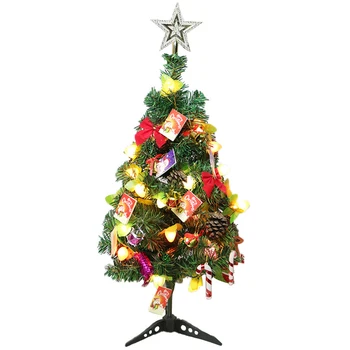 

60cm Table Christmas Tree Artificial Mini Xmas Pine Tree With LED String Lights And Embellishment Christmas Decorations For