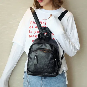 

Backpack Female 2019 New Korean Fashion Wild Soft Leather Small Bag Travel Large Capacity Multifunctional Backpack sac #YJ