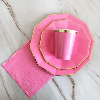 

64pcs/set Disposable Party Tableware Happy Birthday Red Paper Plate Cups Napkin Baby Kids Birthday Party Decor Wedding Supplies